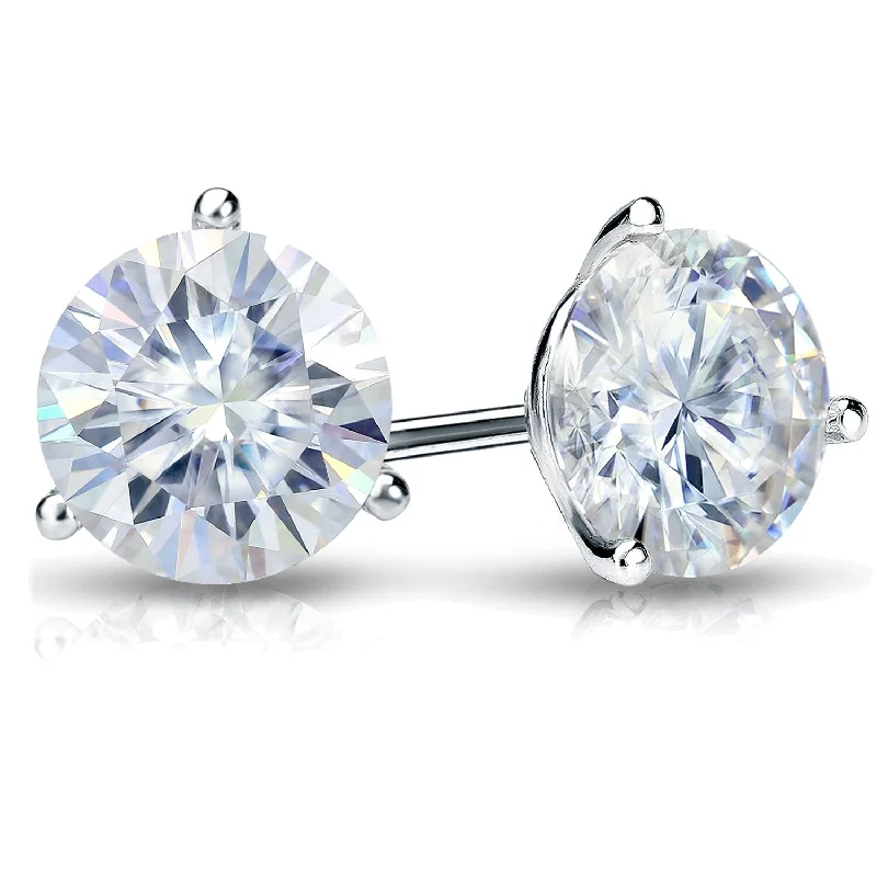 Antique flair earrings-Auriya Platinum 1ctw Round Moissanite Stud Earrings Martini-set - 5 mm