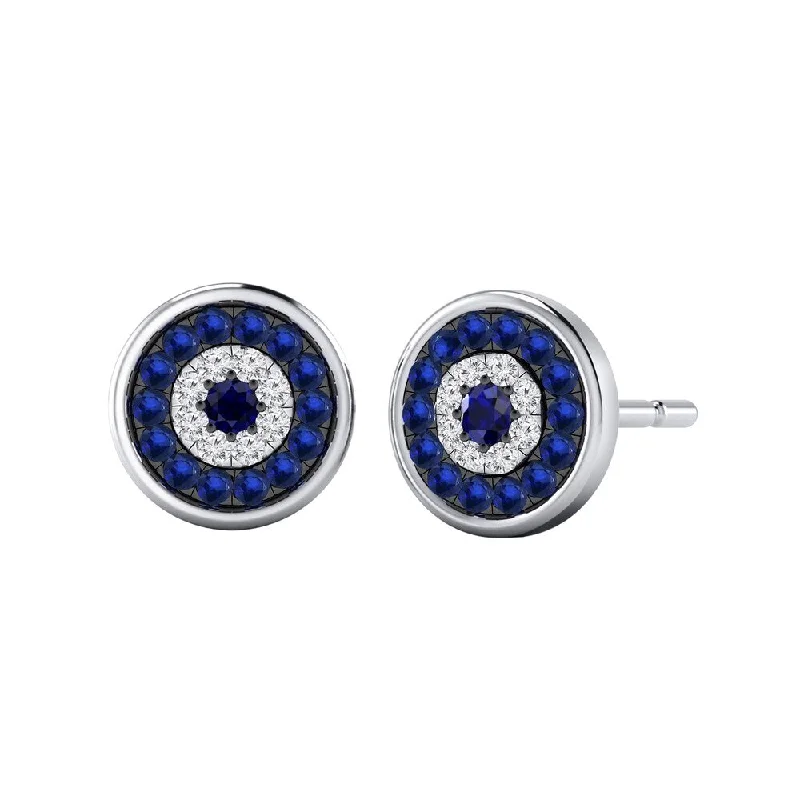 Dome stud earrings-Auriya Round 1/3ct Micro Sapphire and Diamond Accent Stud Earrings 14k Gold