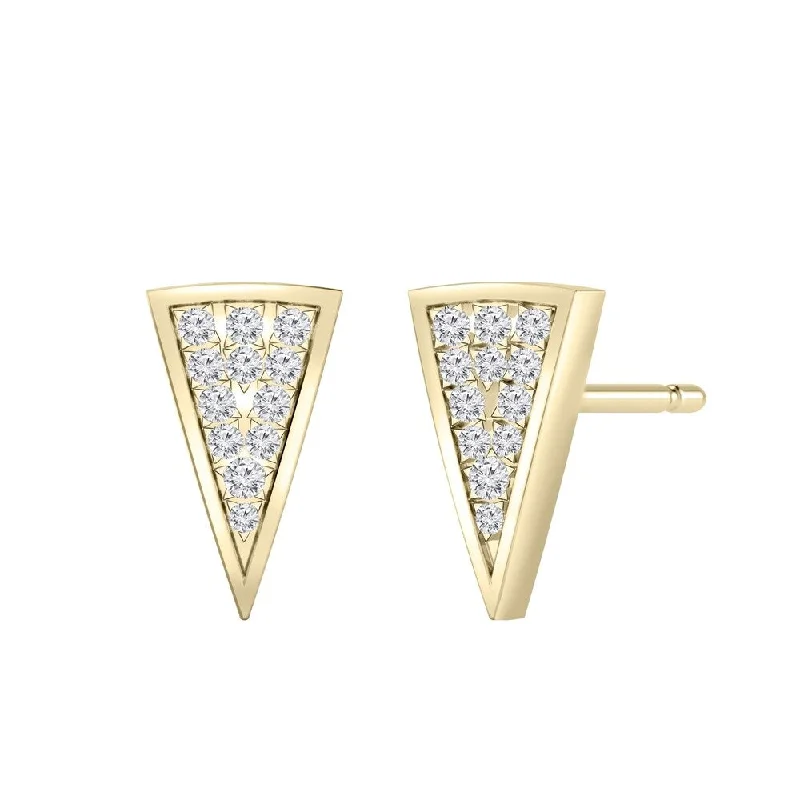 Clustered stone earrings-Auriya Triangle Shaped 0.18ctw Diamond Stud Fashion Earrings 14K Gold