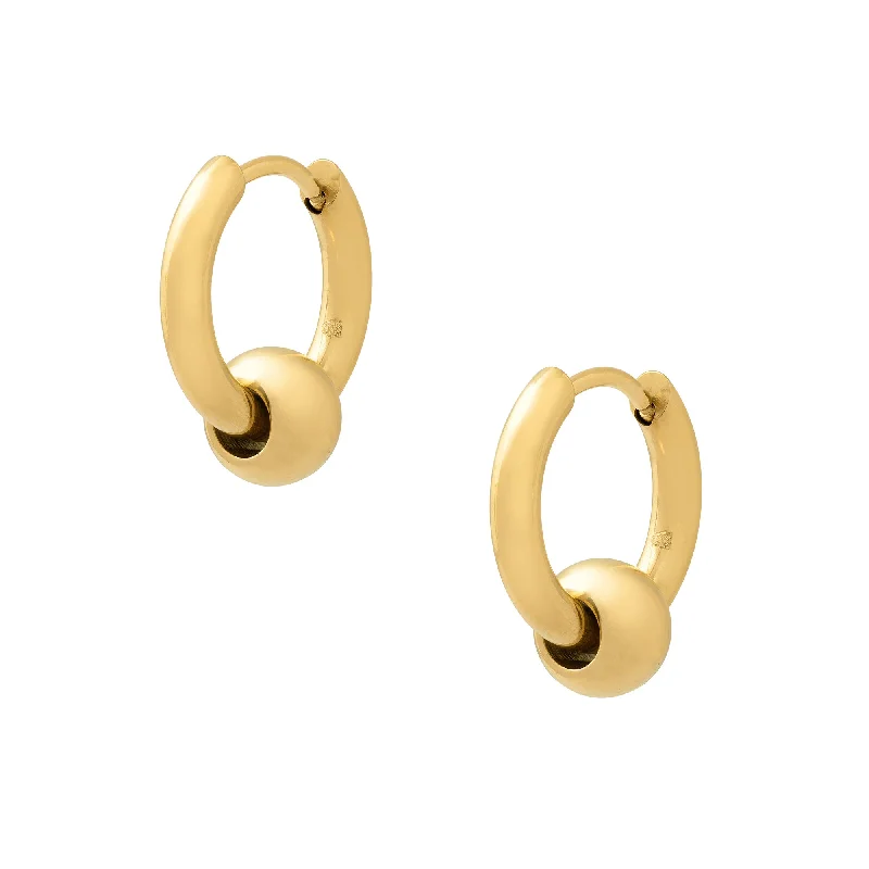 Forged bar earrings-Ball Hoop Earrings (Gold)