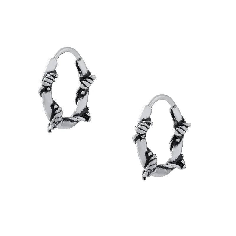 Family badge earrings-Barbed Wire Hoop Earrings