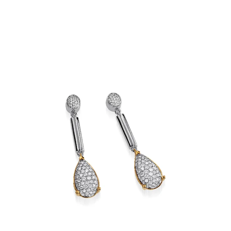 Oak grain earrings-Bermuda  Pave Diamond Dangle Earrings