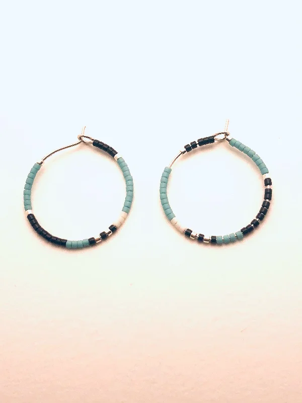 Red tiger eye earrings-Blues in the Night Hoop Earrings