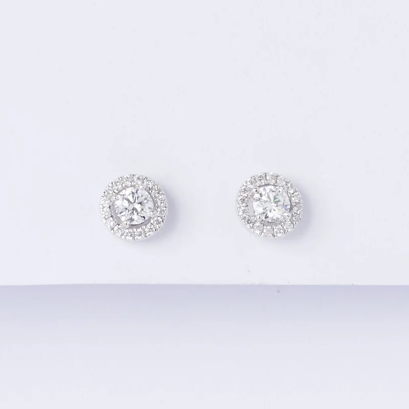 Radiant set earrings-Diamond Gap Halo Stud Earrings