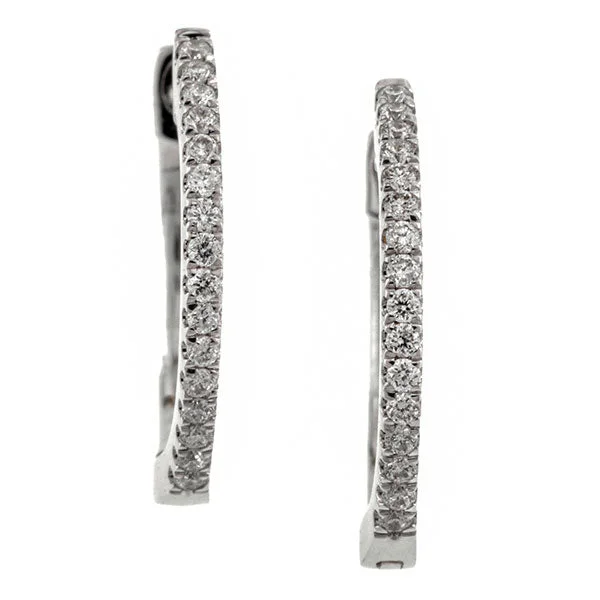 Swirl tide earrings-Diamond Huggie Hoop Earrings