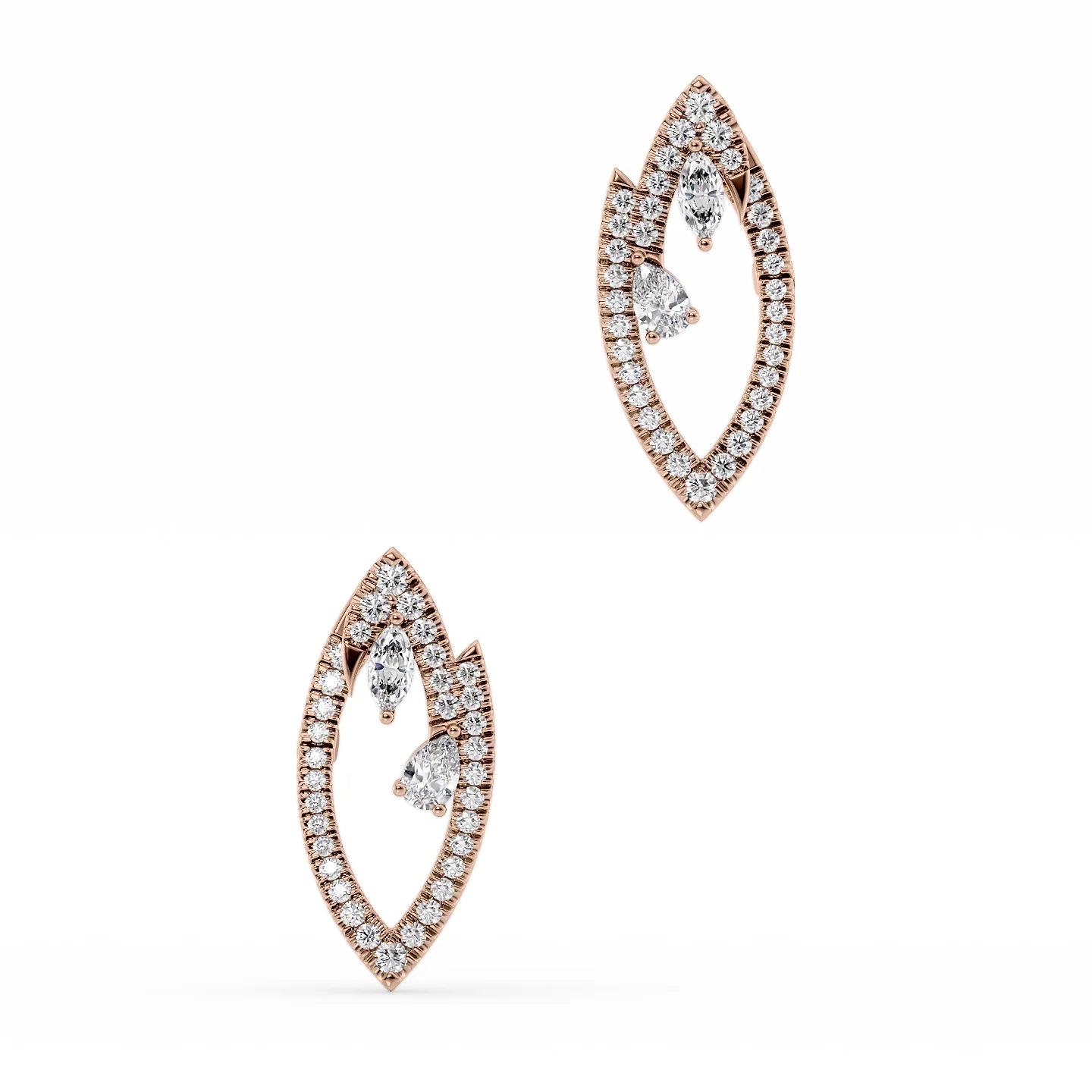 Wavy rim earrings-Diamond Marquise Earrings