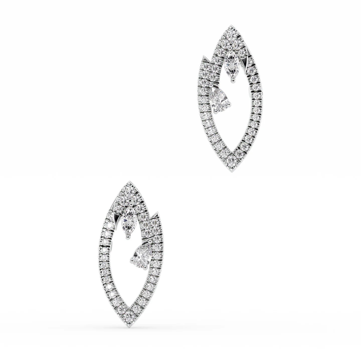 Veined gem earrings-Diamond Marquise Earrings