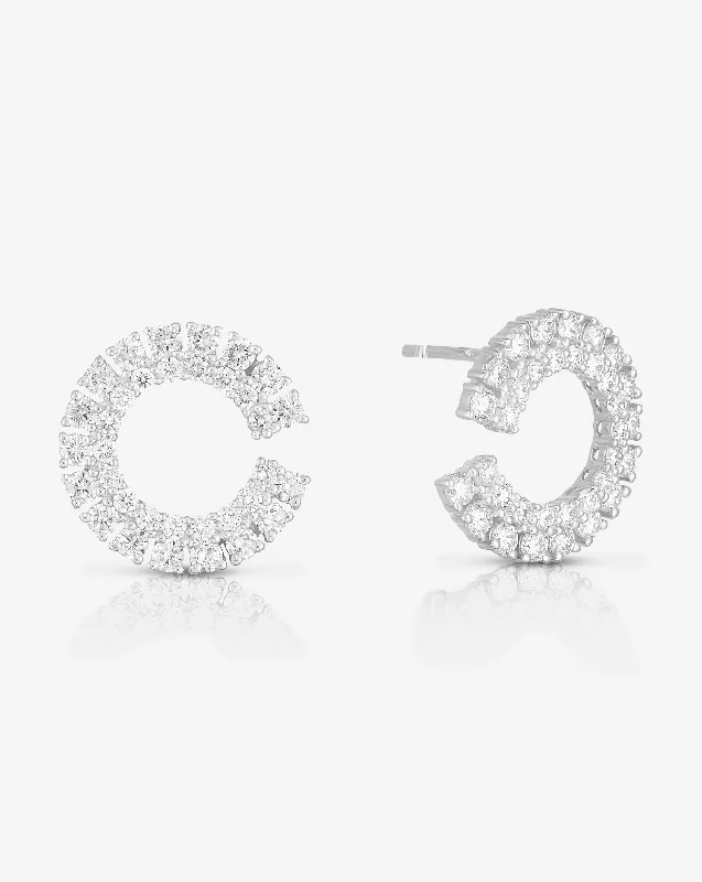 Gloss gem earrings-Double Row Diamond Statement Earrings