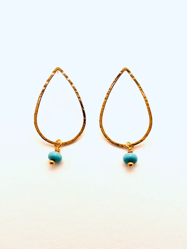 Onyx vein earrings-Drops with Chalcedony Bead, Turquoise