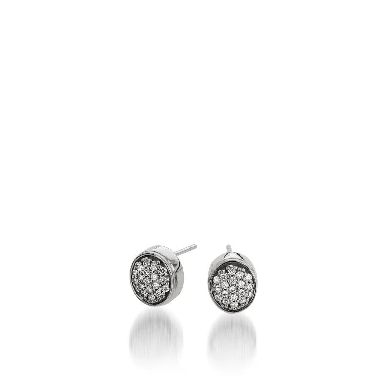 Mint leaf earrings-Essence Pave Diamond Stud Earrings