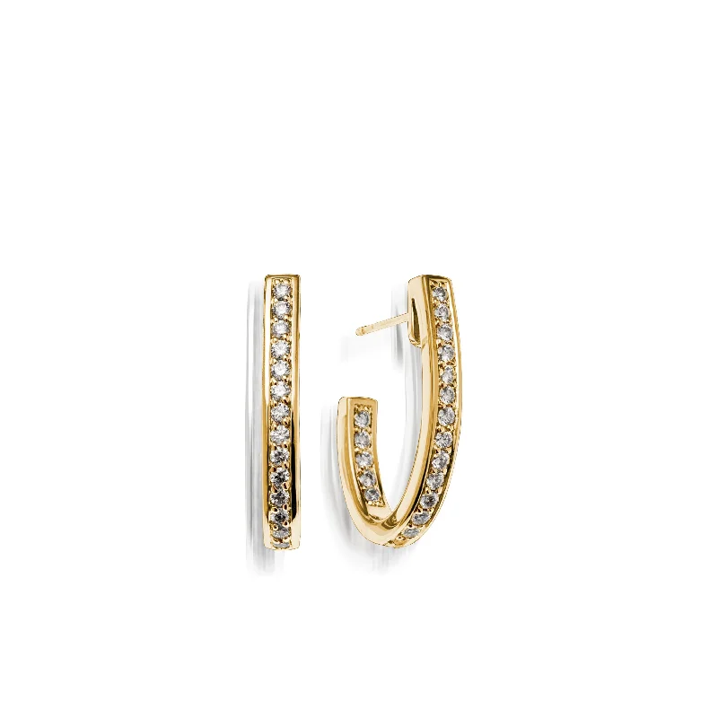 Classic mine earrings-Essence Pave Diamond J-Hoop Earrings