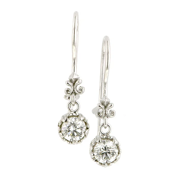 Starfield drop earrings-Fancy Basket Diamond Drop Earrings- Heirloom by Doyle & Doyle