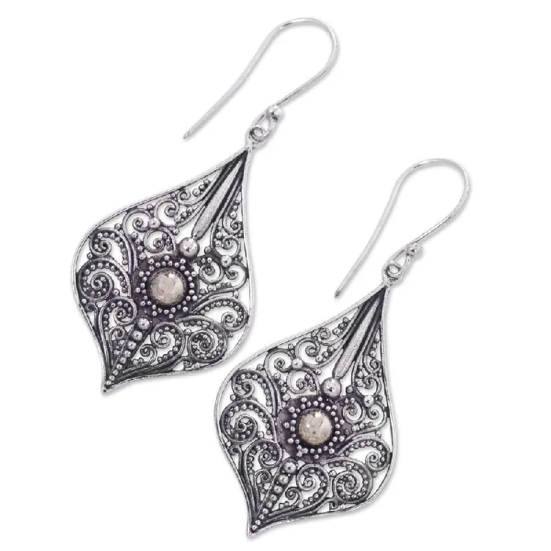 Sandstone speck earrings-Gold Accent Sterling Silver 'Vintage Lace' Earrings - 2.3*1