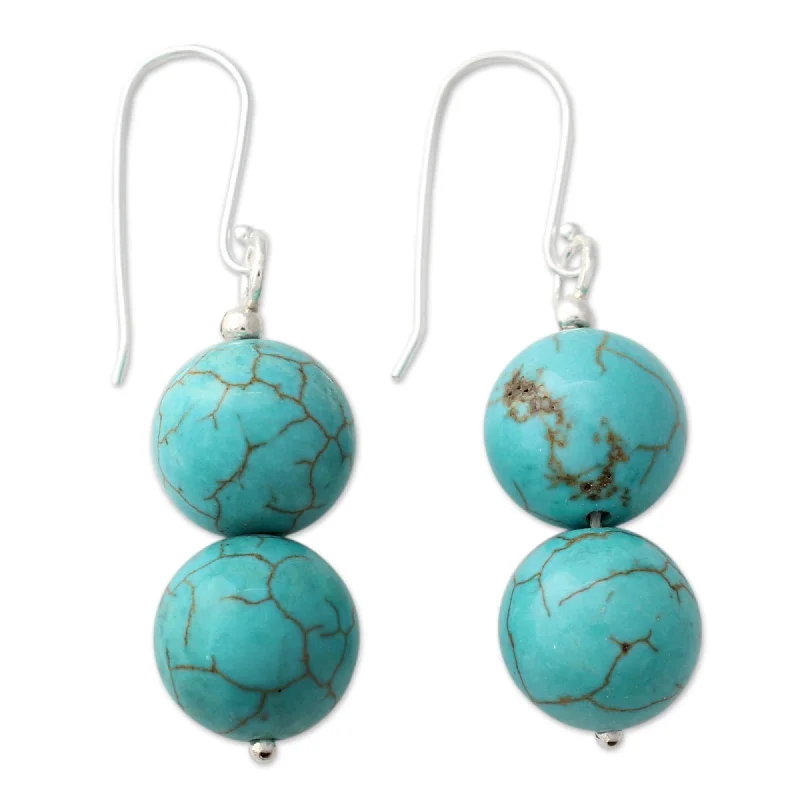 Early relic earrings-Handmade Azure Paths Sterling Silver Dangle Earrings (India) - 1.8L*0.5W