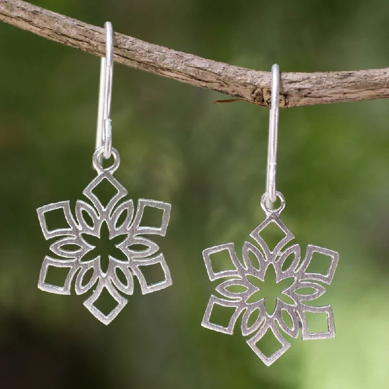 Brecciated jasper earrings-Handmade Sterling Silver 'Blossoming Snowflakes' Earrings (Thailand) - 1.2L*0.6W