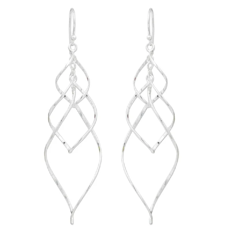 Stream pebble earrings-Handmade Sterling Silver Forever Linked Earrings (Thailand) - 2.8L*0.7W