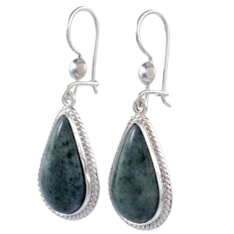 Quad knot earrings-Handmade Sterling Silver 'Light Green Sacred Quetzal' Jade Earrings (Guatemala)