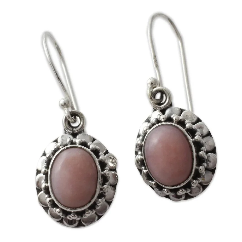 Rose set earrings-Handmade Sterling Silver 'Peace' Pink Opal Earrings (India) - 1.4*0.5