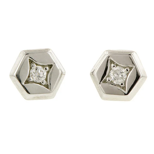 Pinnacle stud earrings-Hex Diamond Stud Earrings- Heirloom by Doyle & Doyle