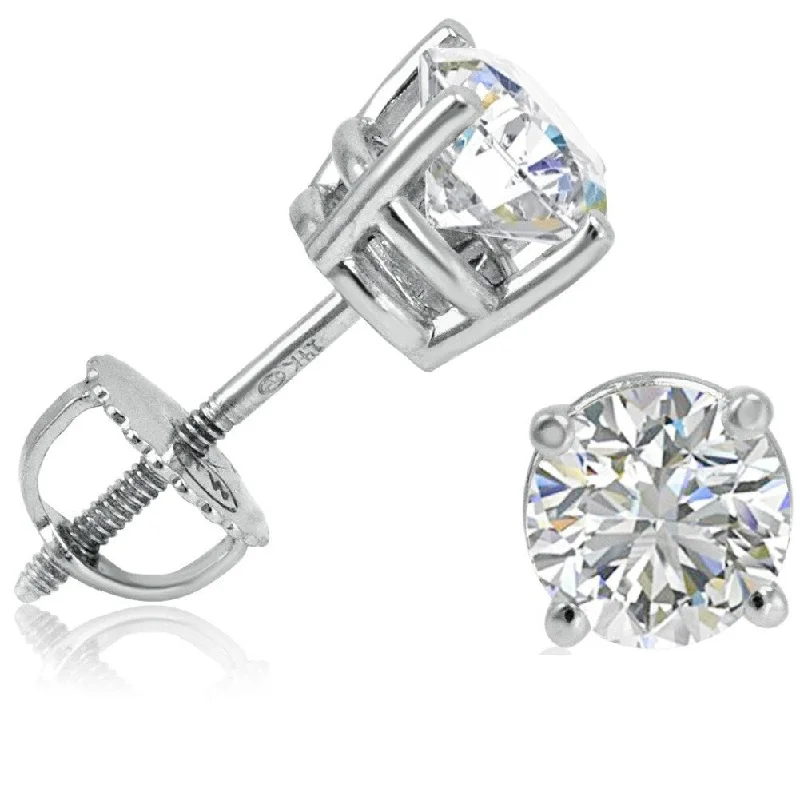 Maple bark earrings-IGI Cerfitied 1 1/2 ct TW Lab Grown Diamond Stud Earrings in 14K White Gold