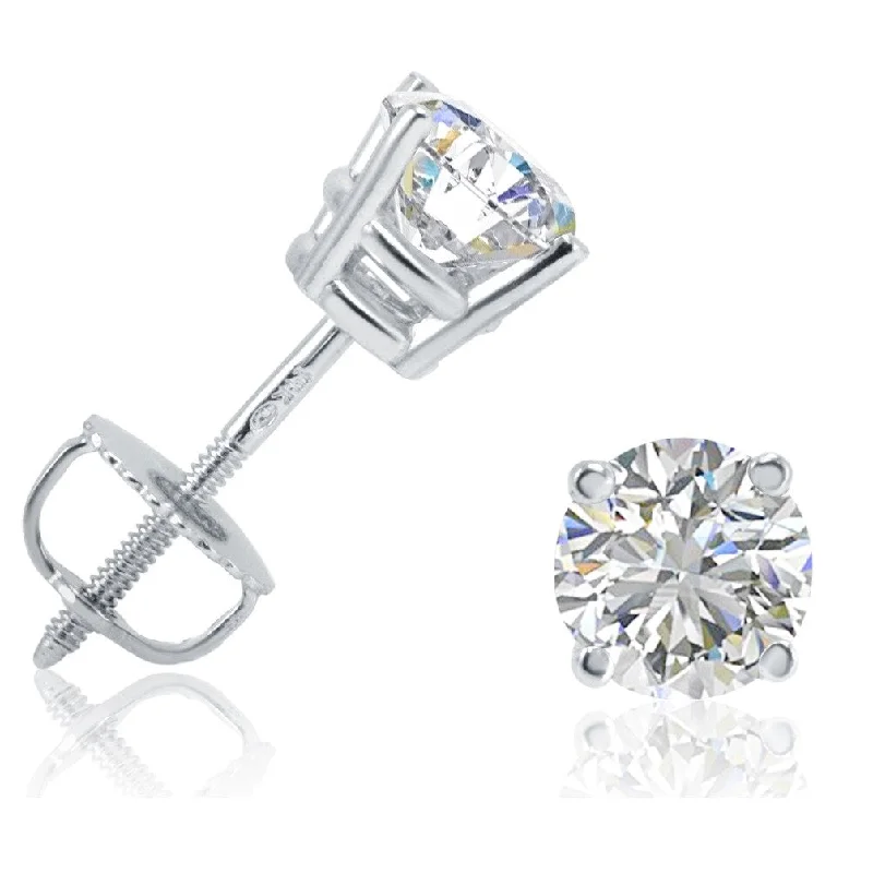 Haze glass earrings-IGI Certified 1ct Total Weight Lab Grown Diamond Stud Earrings in 14K White Gold