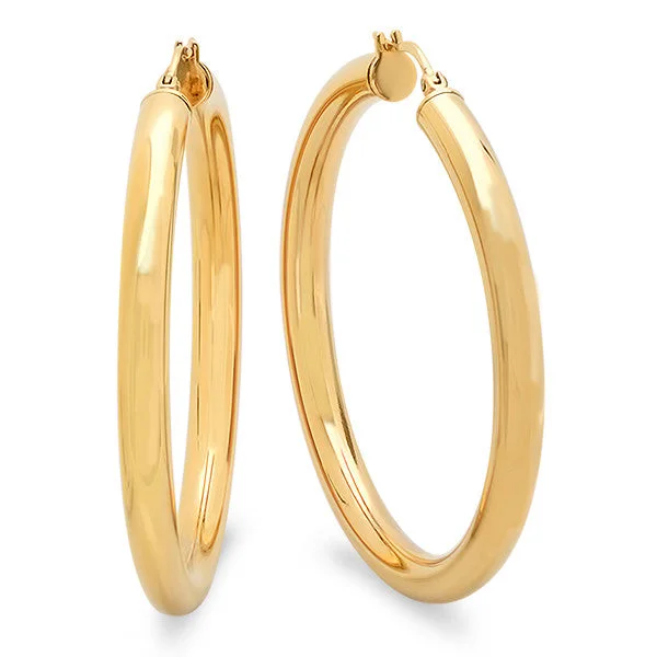 Tusk ridge earrings-Ladies 18 KT Gold Plated Wide Hoop Earrings