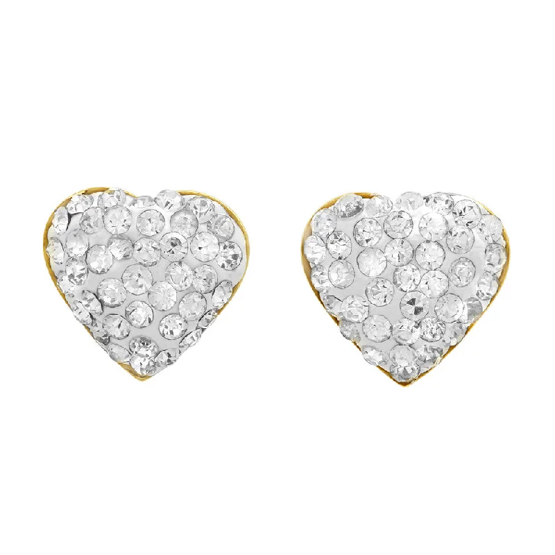 Joint clasp earrings-Ladies 18k Gold Plated Stainless Steel Heart Cz Earrings