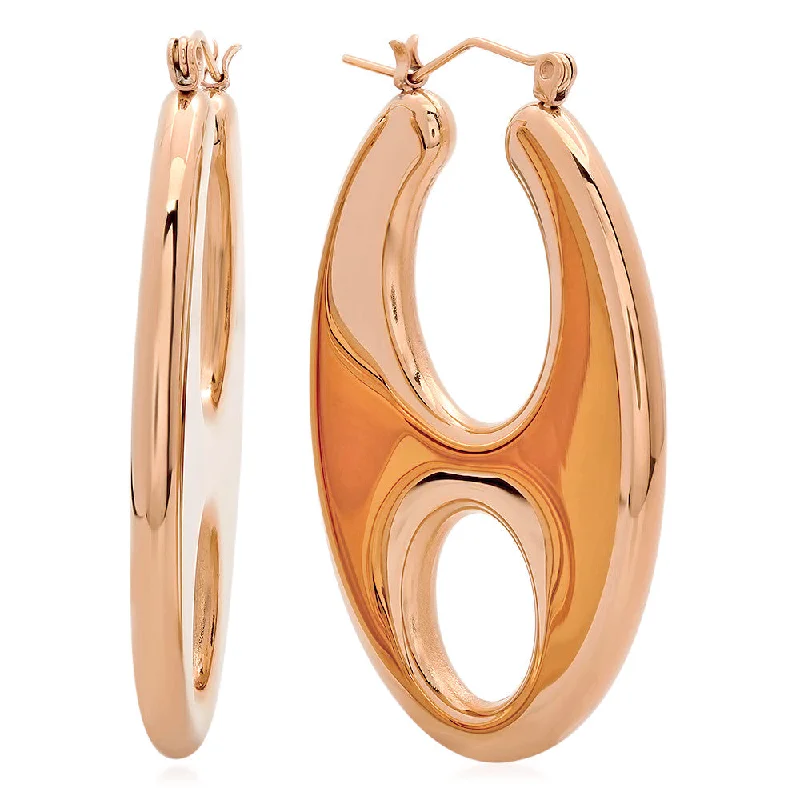 Triad metal earrings-Ladies 18kt Rose Gold Plated Stainless Steel Earrings