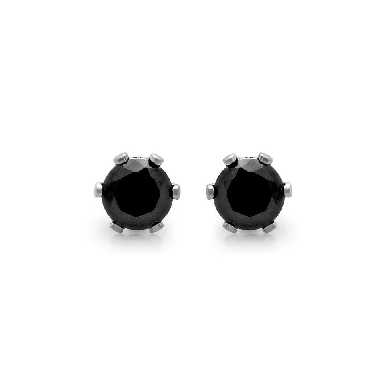 Velvet wrap earrings-Ladies Stainless Steel Black Stud Earrings