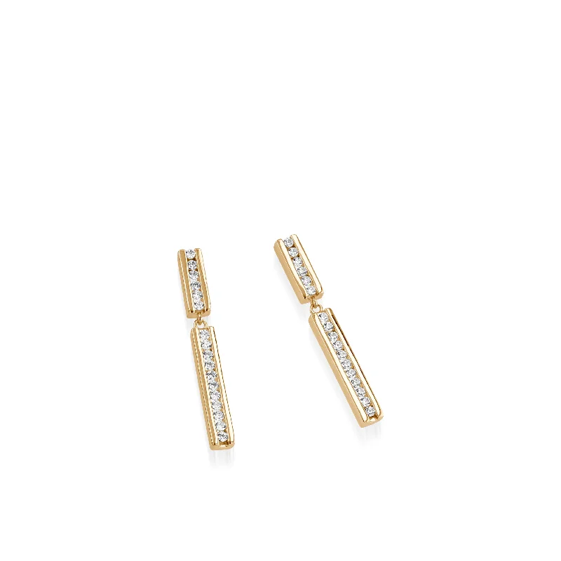 Sweeping rim earrings-Lines Dangle Diamond Earrings