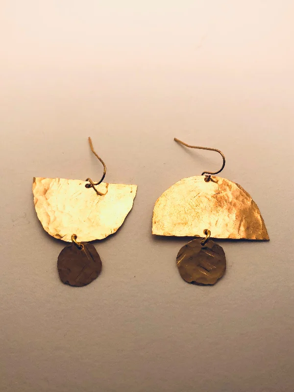 Cedar sprig earrings-Moi et Toi Hand Hammered Brass Earrings