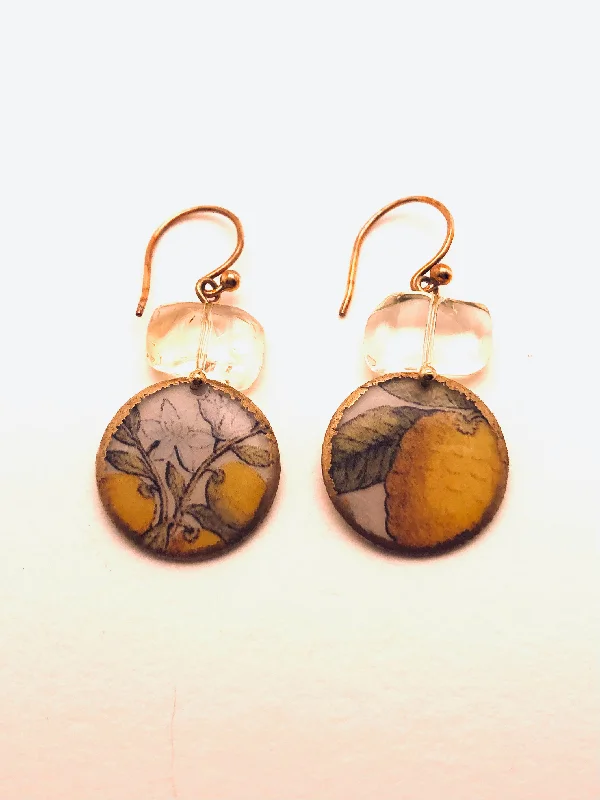 Pale dusk earrings-Morgaine Dangles, Citrine