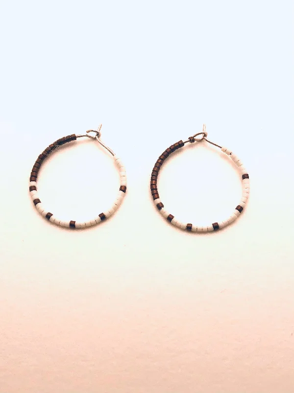 Crimson sodalite earrings-Night and  Day Hoop Earrings