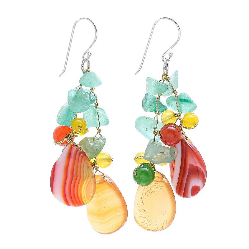 Hidden glyph earrings-NOVICA Candy Mood, Multi-gemstone dangle earrings - 2.4L*0.9W