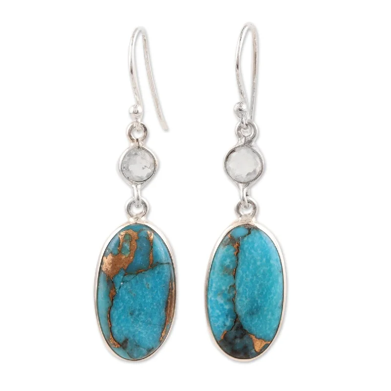 Rough grain earrings-NOVICA Celestial Light, Rainbow moonstone dangle earrings - 1.9*0.4