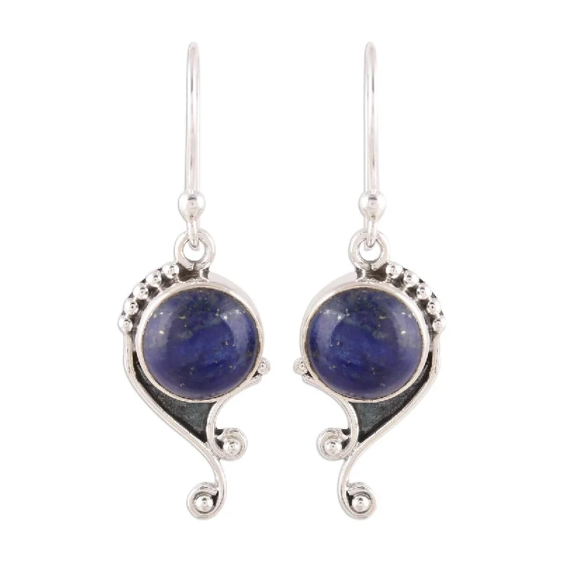 Faint check earrings-NOVICA Deep Sea Charm, Lapis lazuli dangle earrings