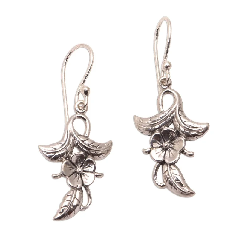 Inlaid design earrings-NOVICA Frangipani Blooms, Sterling silver dangle earrings - 1.6*0.5