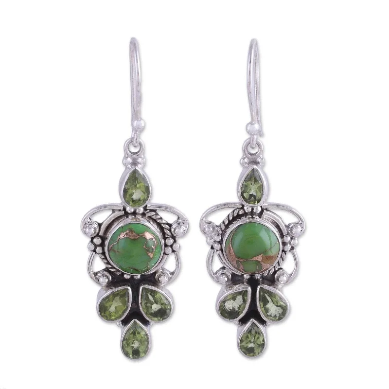 Rough grain earrings-NOVICA Glittering Green, Peridot dangle earrings - 1.9*0.6