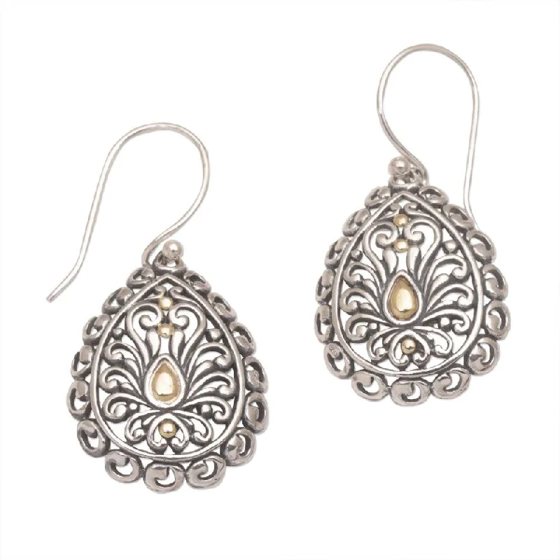 Steel cast earrings-NOVICA Handmade Gold Accented Sterling Silver Everlasting Memory Earrings (Indonesia) - 1.4*0.5