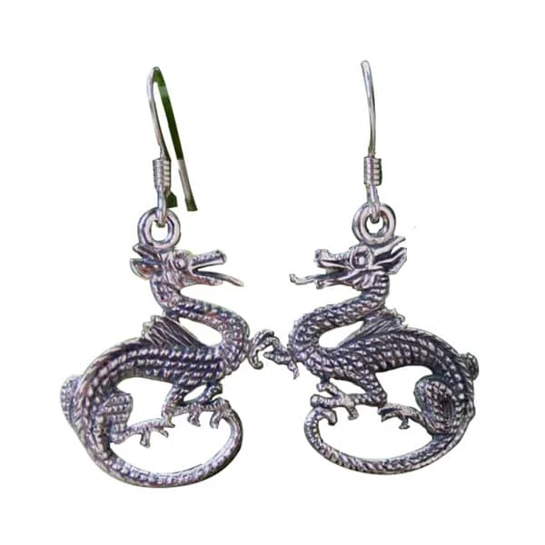 Veined gem earrings-NOVICA Handmade Sterling Silver 'Dragon Duet' Earrings