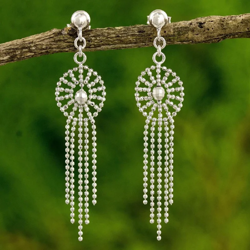 Chiseled groove earrings-NOVICA Handmade Sterling Silver 'Moonbeam Cascade' Earrings (Thailand) - White - 2*0.4