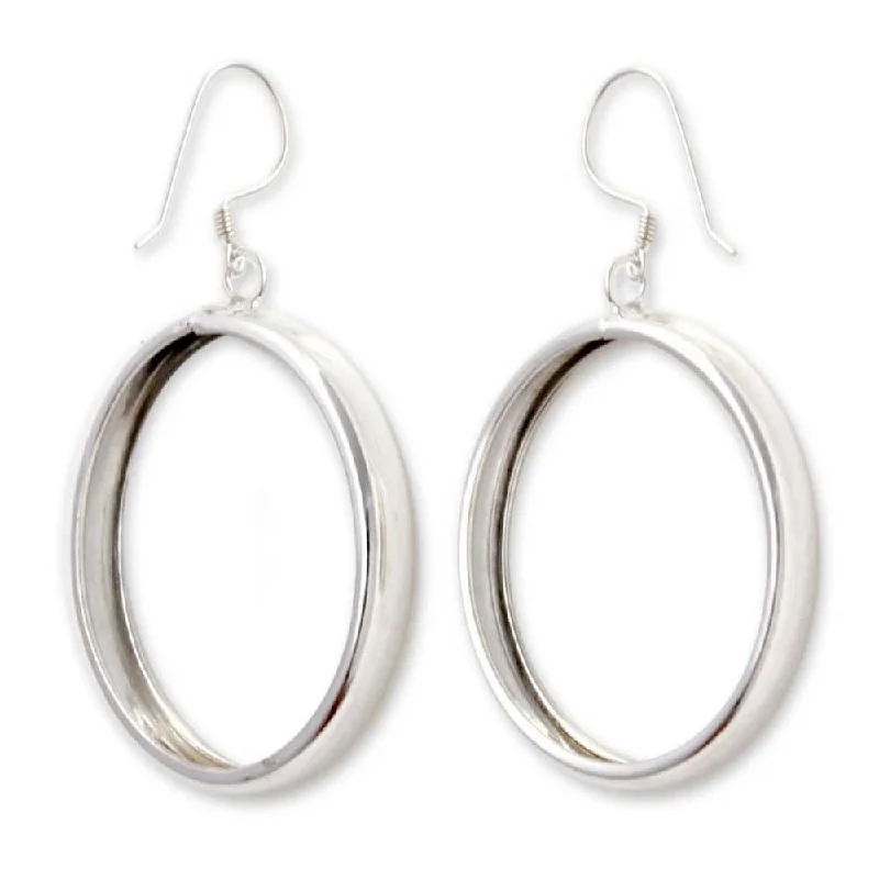 Air vent earrings-NOVICA Handmade Sterling Silver 'Perfect Halo' Earrings (Indonesia)