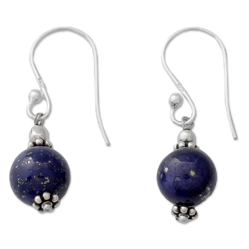 Navy sapphire earrings-NOVICA Handmade Sterling Silver 'Royal Discretion' Lapis Lazuli Earrings (India) - 1.3*0.3