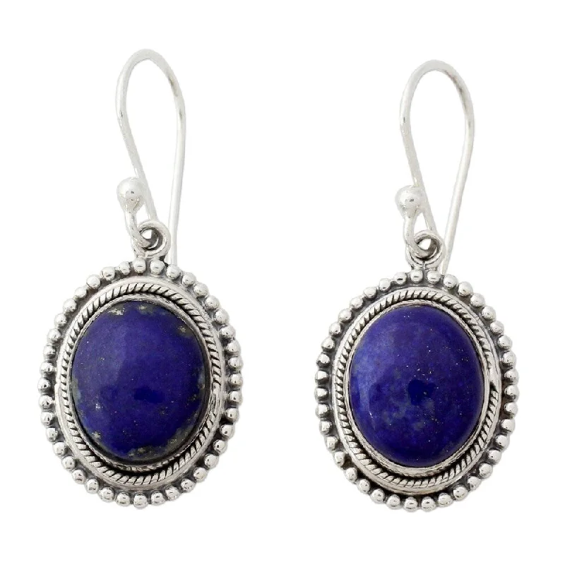 Ash bead earrings-NOVICA Handmade Sterling Silver True Clarity Lapis Lazuli Earrings (India) - 1.4*0.6