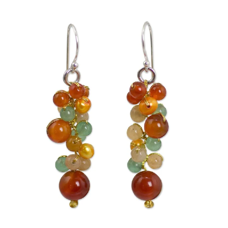 Victorian flair earrings-NOVICA Handmade Vineyard Sterling Silver Multi-Stone Earrings (Thailand) - 1.8*0.4