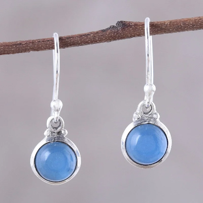 Faint check earrings-NOVICA Happy Glow, Chalcedony dangle earrings