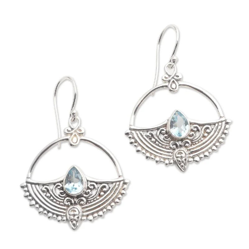 Tusk ridge earrings-NOVICA Joyous Tears, Blue topaz dangle earrings - 1.6*1.1