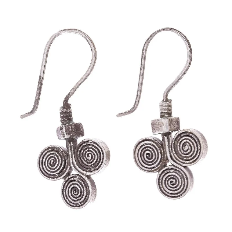 Fused alloy earrings-NOVICA Kariang Curls, Silver drop earrings - 1.2*0.6