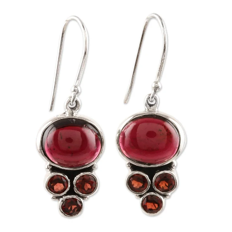 Family badge earrings-NOVICA Old Flame, Garnet dangle earrings - 1.6*0.5