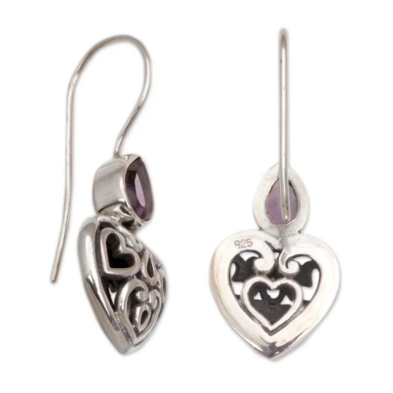 Tin forged earrings-NOVICA Sterling Silver Dangle Earrings, 'Heart'S Desire' (Indonesia) - 1*0.4